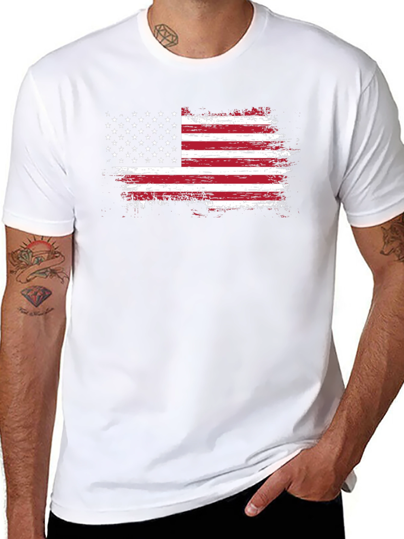 American Flag Distressed Graphic T-Shirt