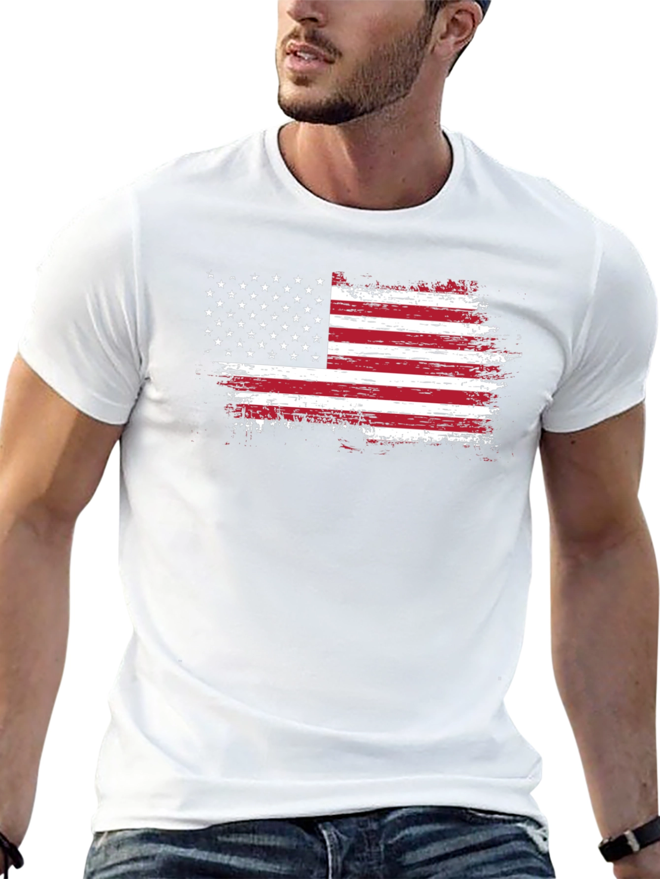 American Flag Distressed Graphic T-Shirt
