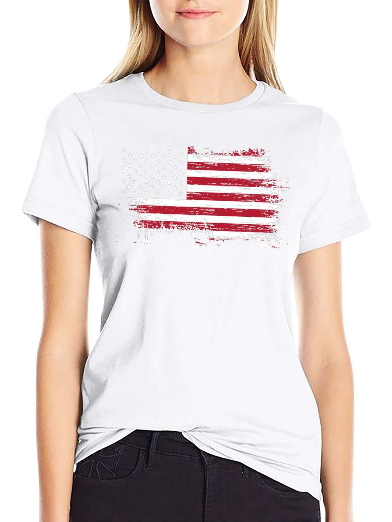 American Flag Distressed Graphic T-Shirt