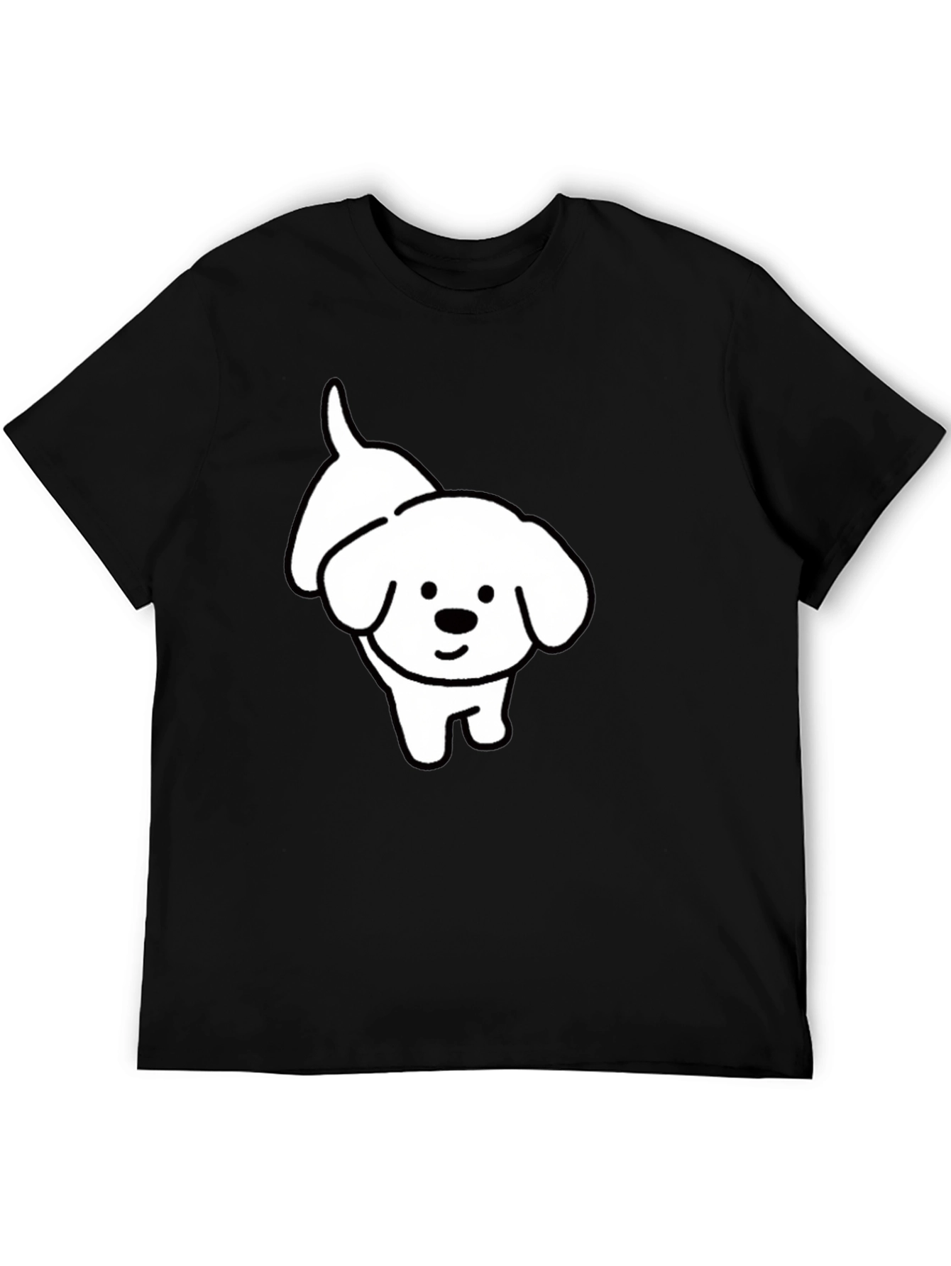 Cute Dog Graphic T-Shirt - Black Cotton Tee