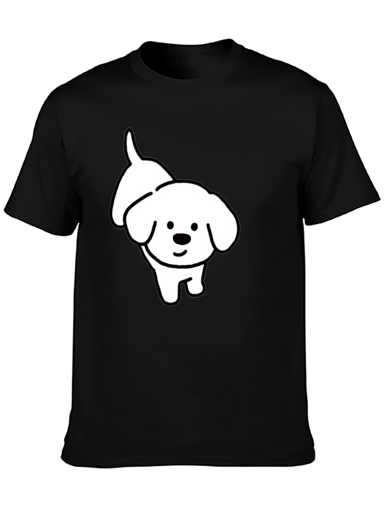 Cute Dog Graphic T-Shirt - Black Cotton Tee