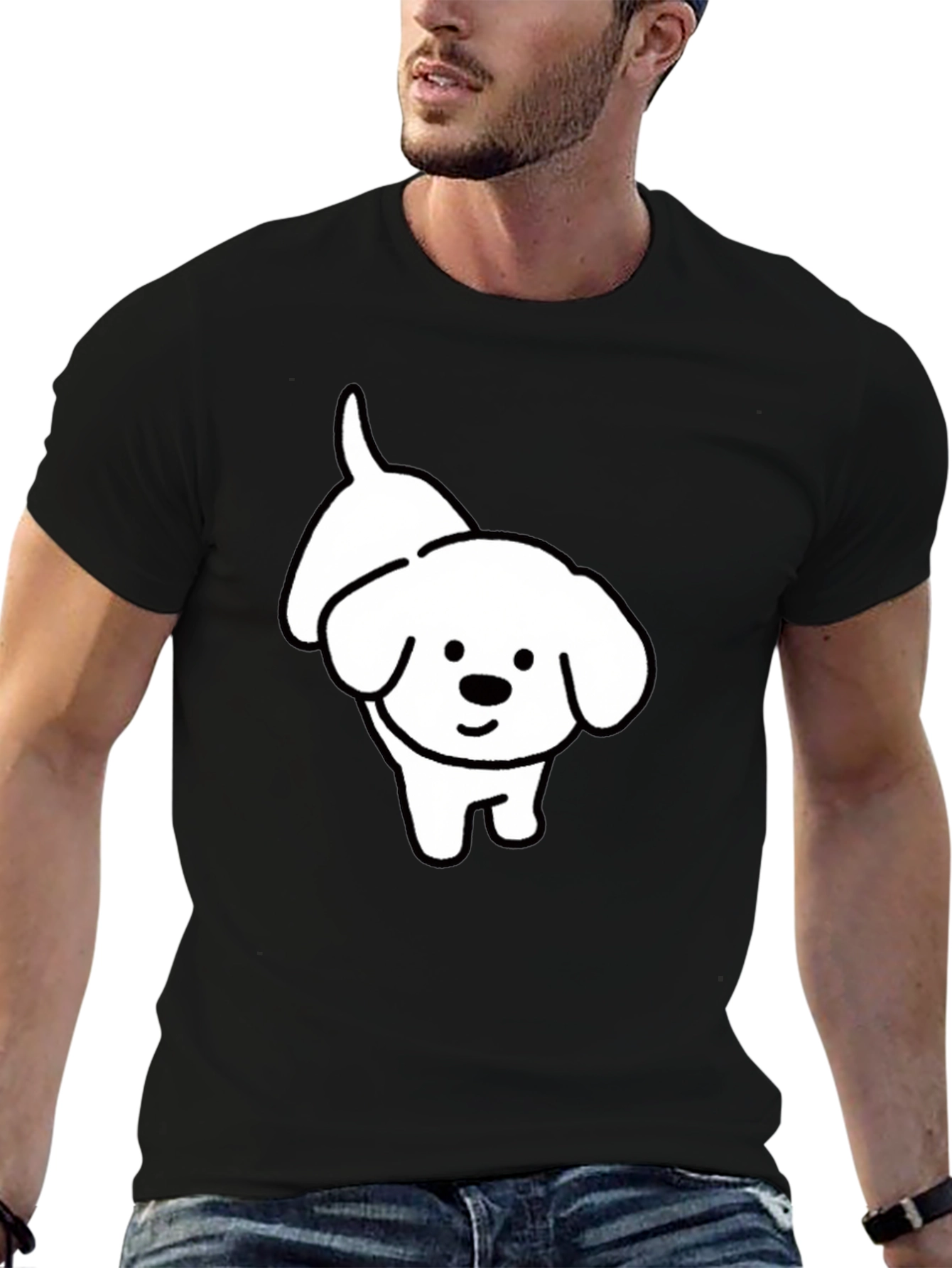 Cute Dog Graphic T-Shirt - Black Cotton Tee