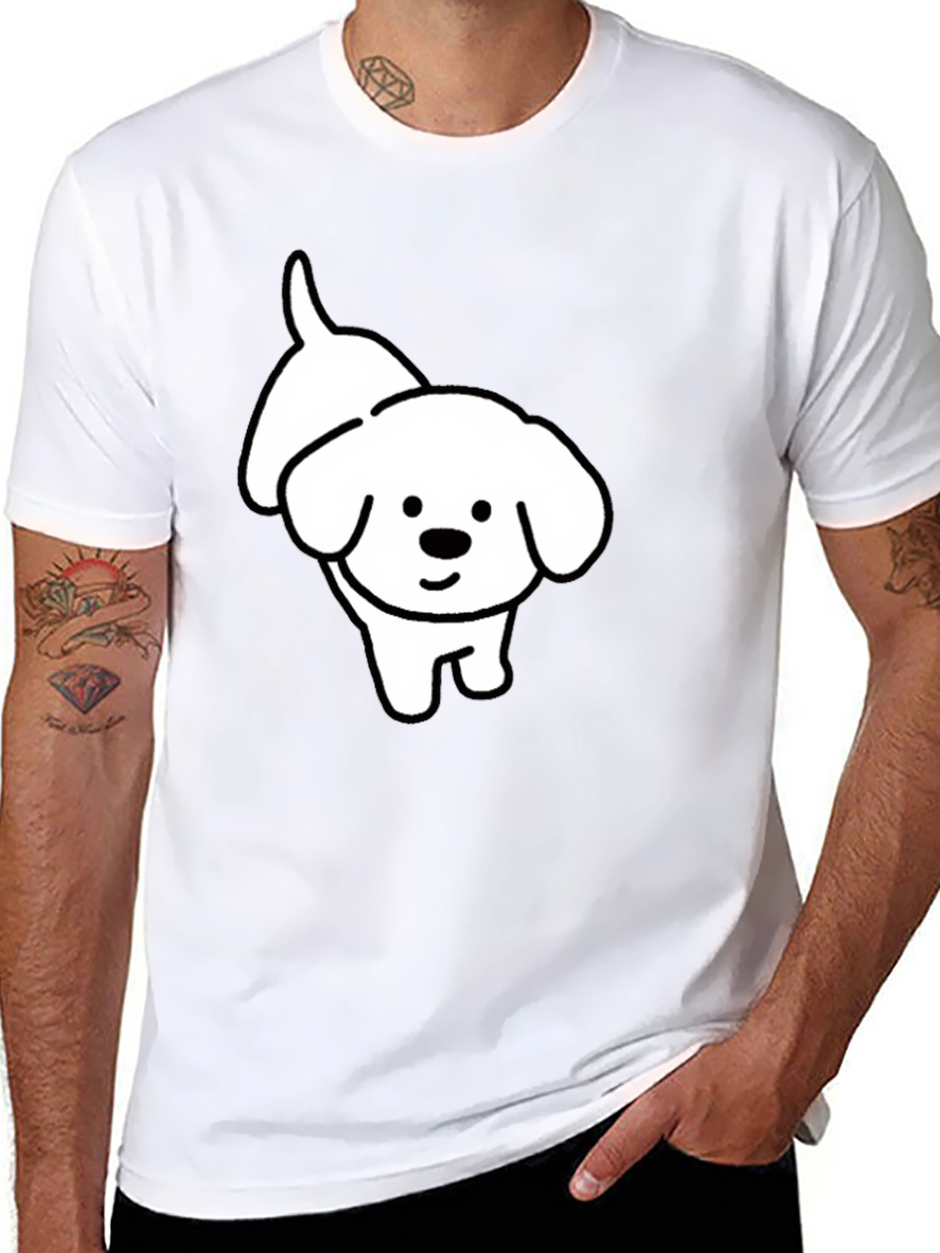 Cute Dog Graphic T-Shirt - Black Cotton Tee