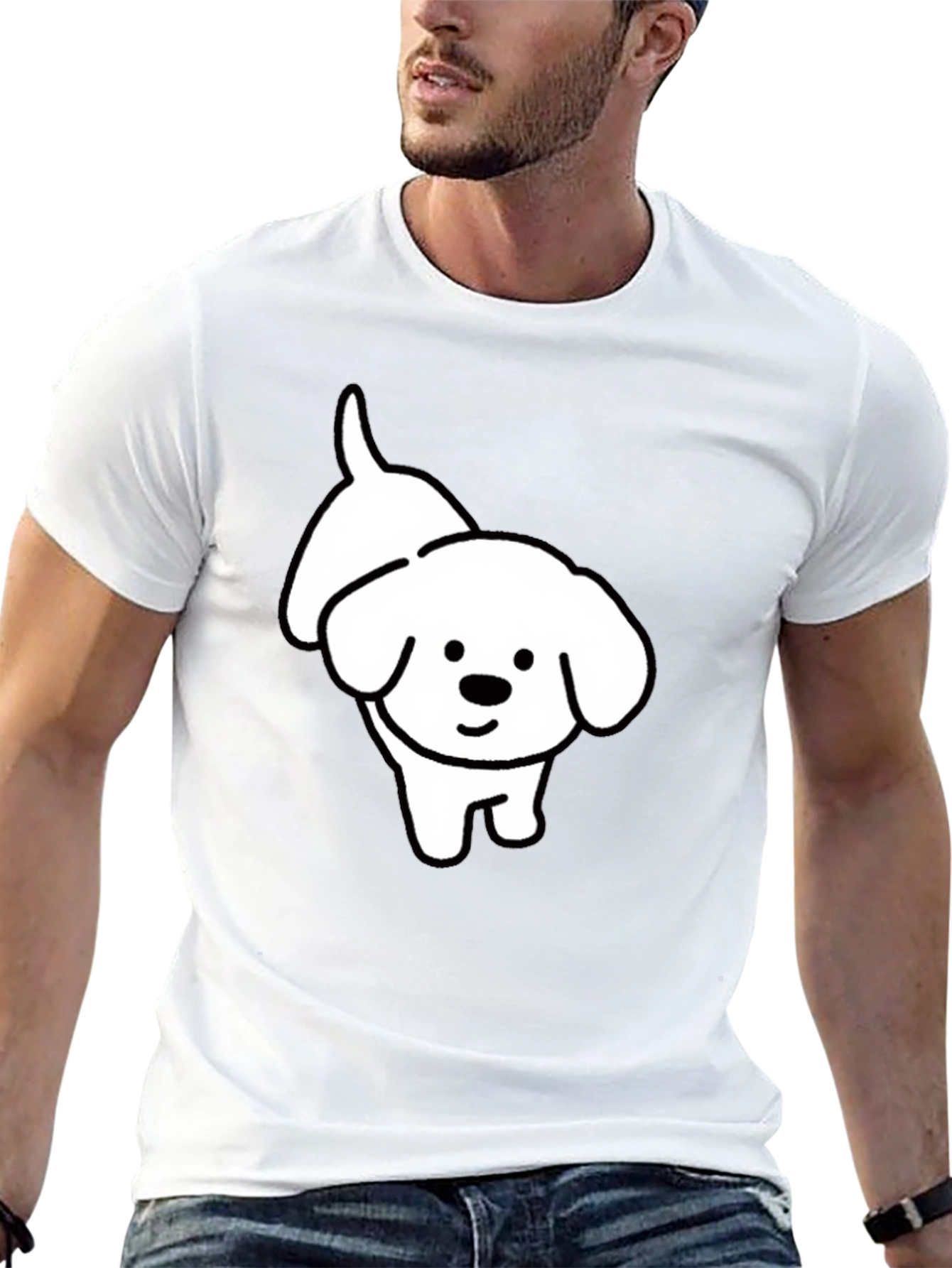 Cute Dog Graphic T-Shirt - Black Cotton Tee