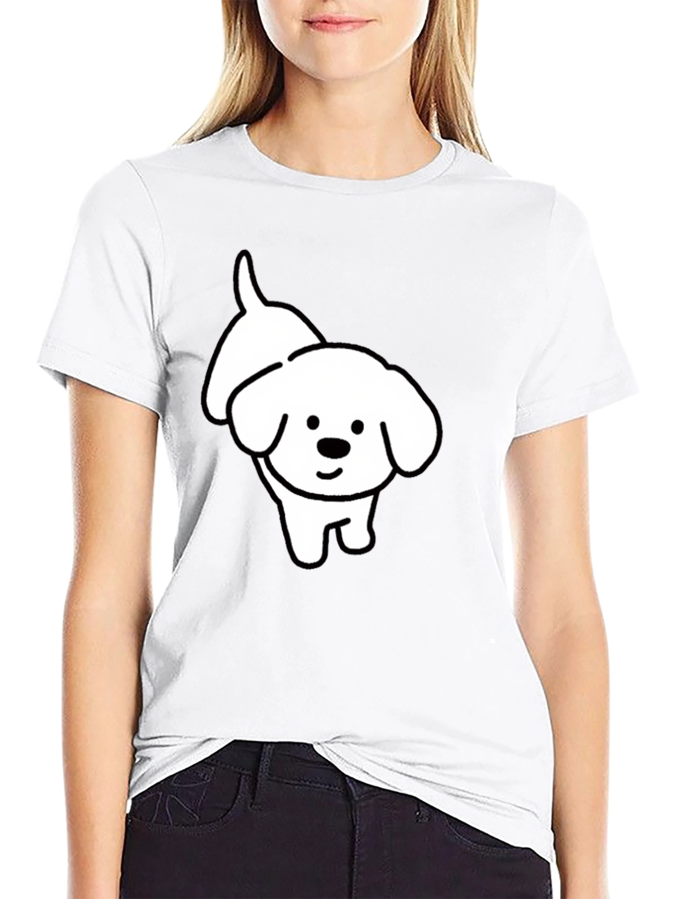Cute Dog Graphic T-Shirt - Black Cotton Tee
