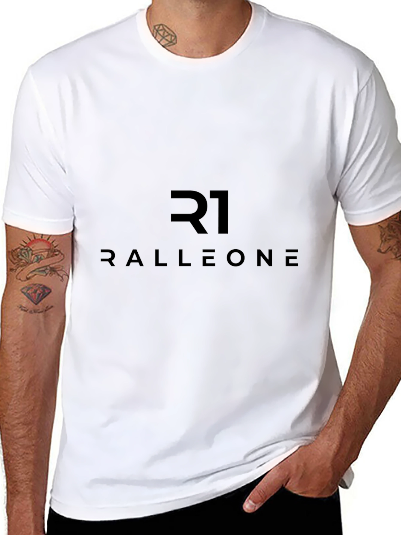 R1 RALLEONE Stylish Black Graphic T-Shirt