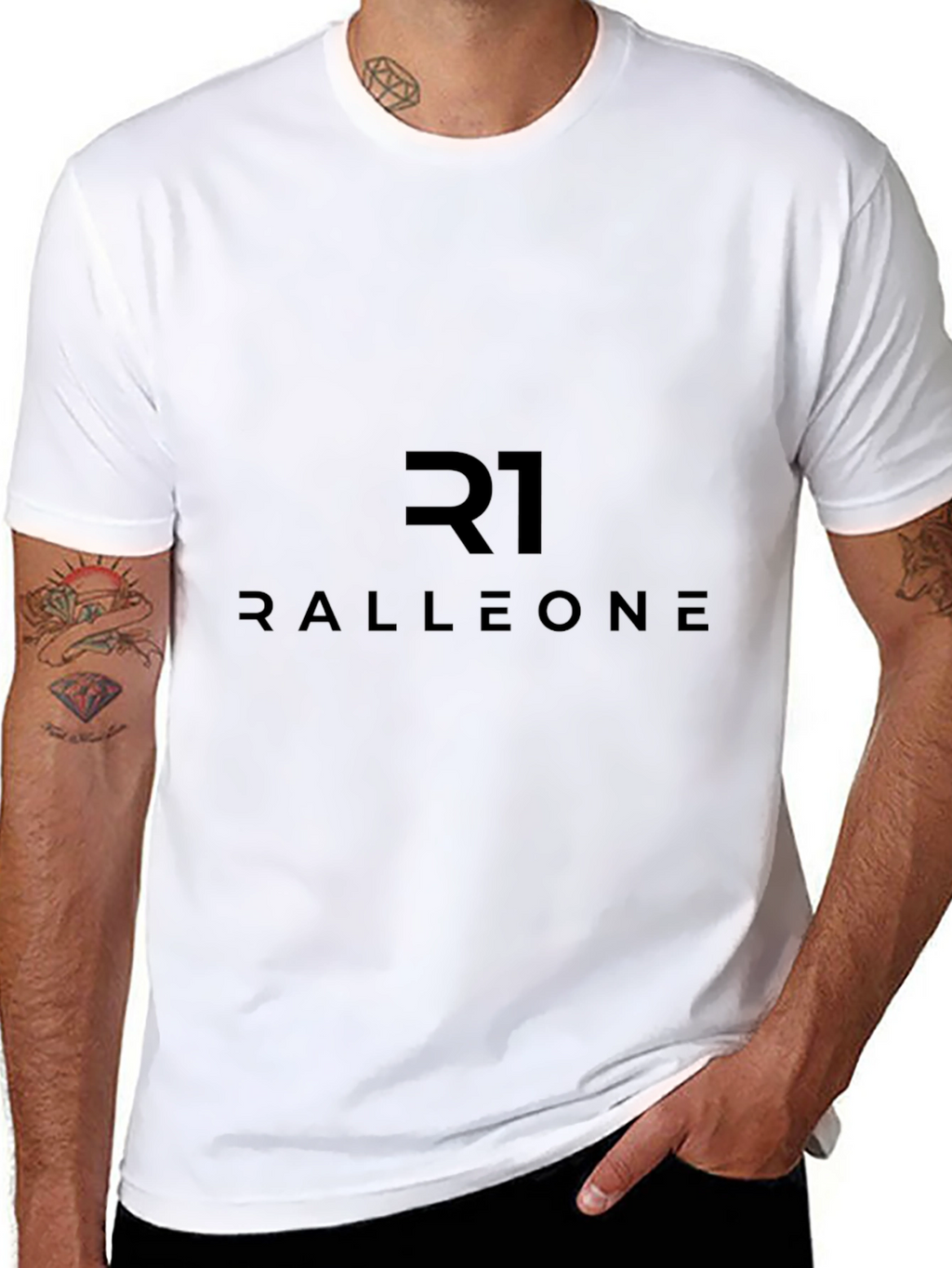 R1 RALLEONE Stylish Black Graphic T-Shirt