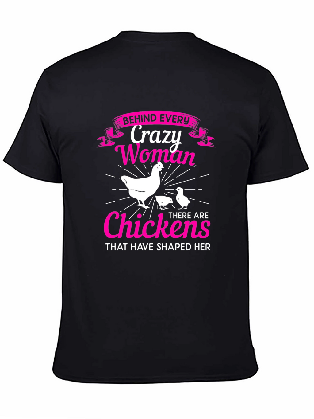 Crazy Woman & Chickens Graphic T-Shirt