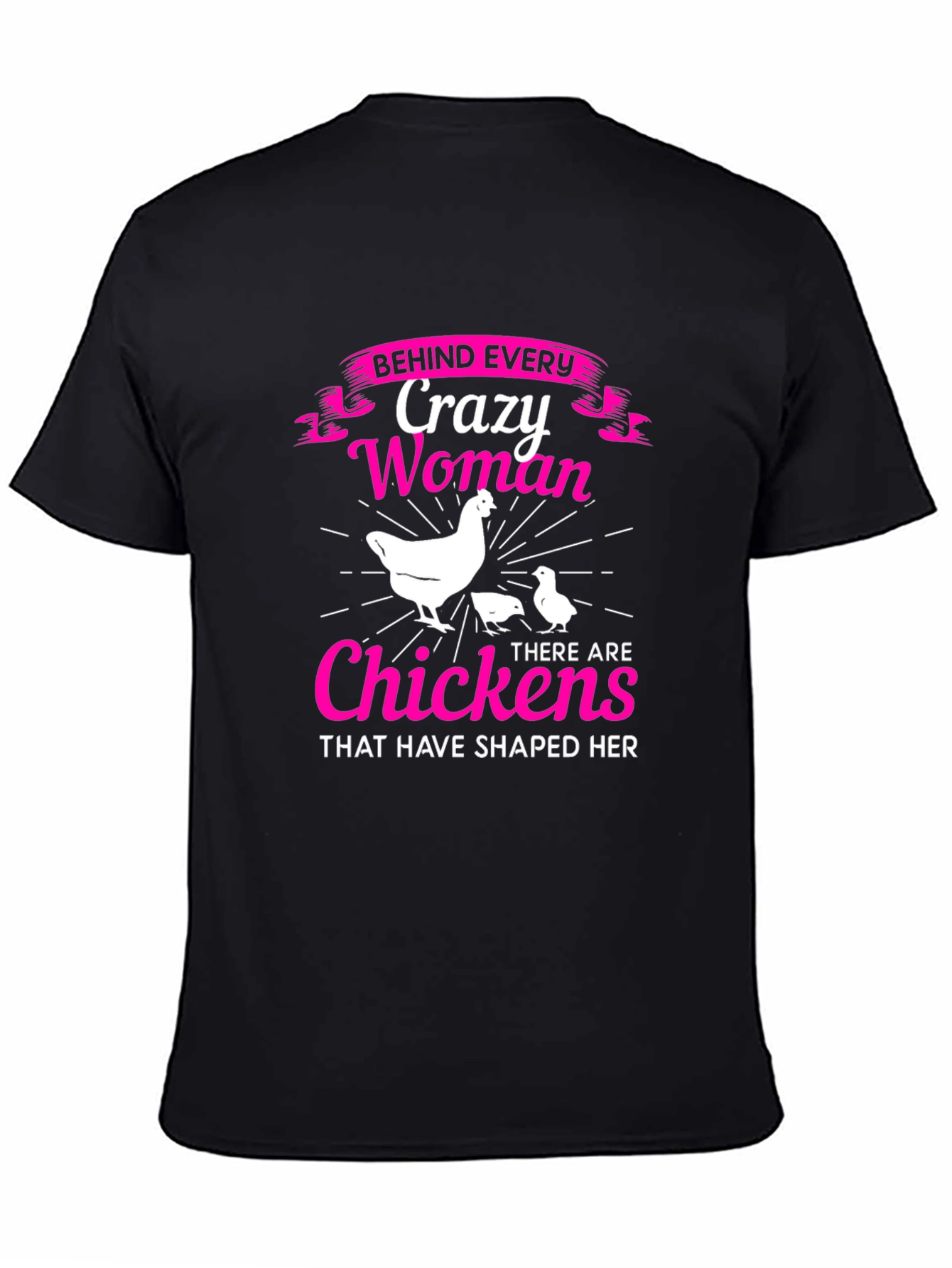 Crazy Woman & Chickens Graphic T-Shirt
