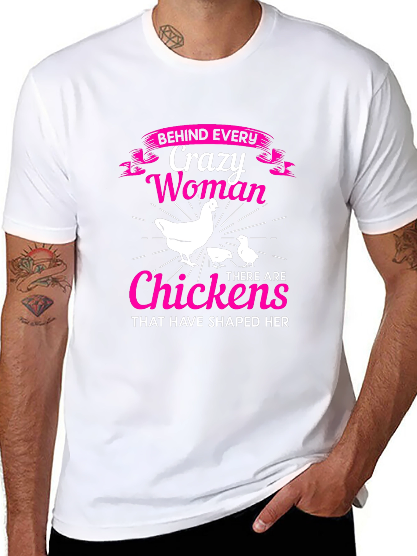 Crazy Woman & Chickens Graphic T-Shirt