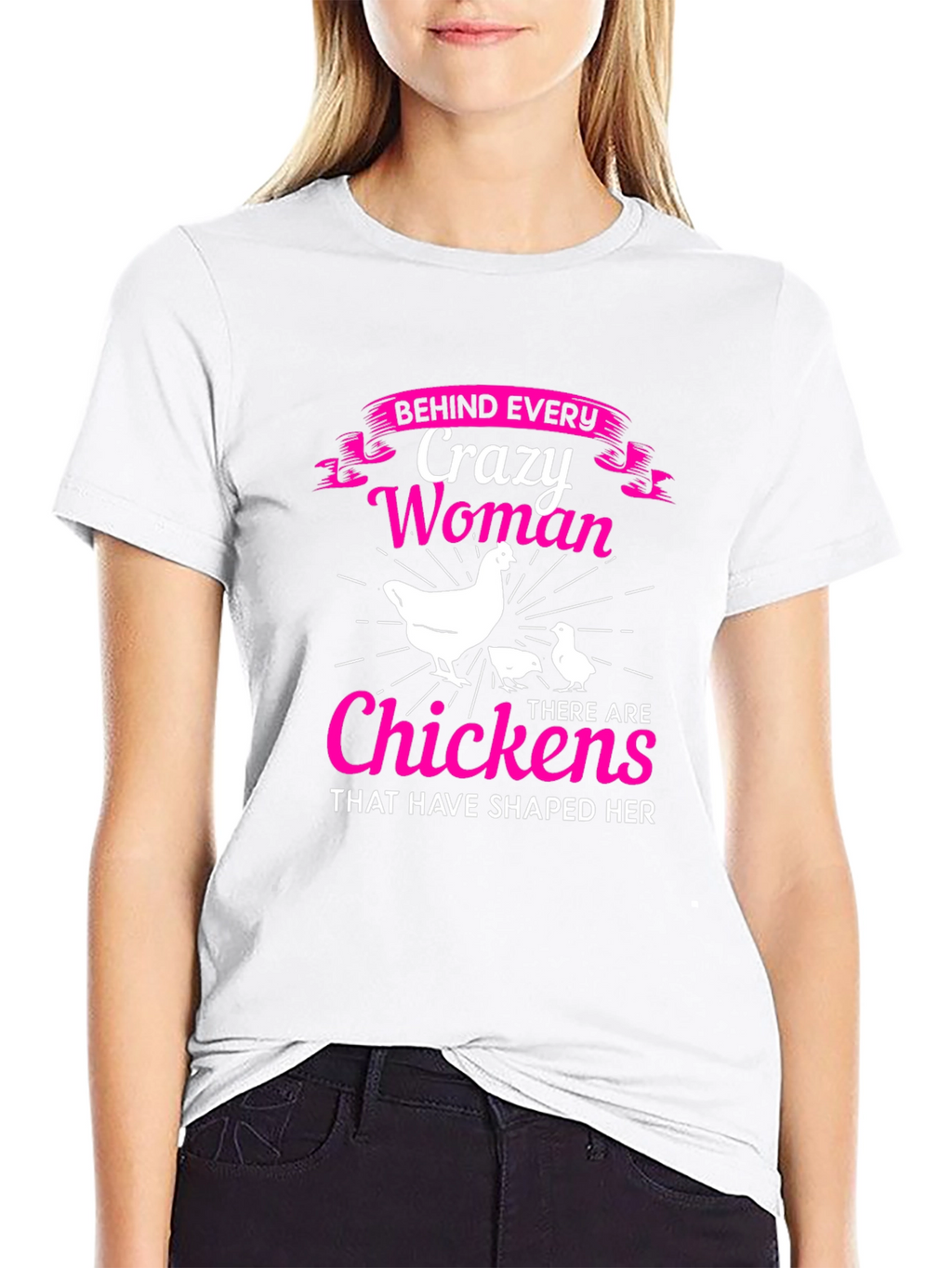 Crazy Woman & Chickens Graphic T-Shirt