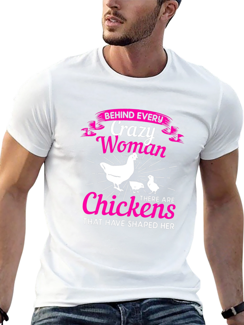 Crazy Woman & Chickens Graphic T-Shirt