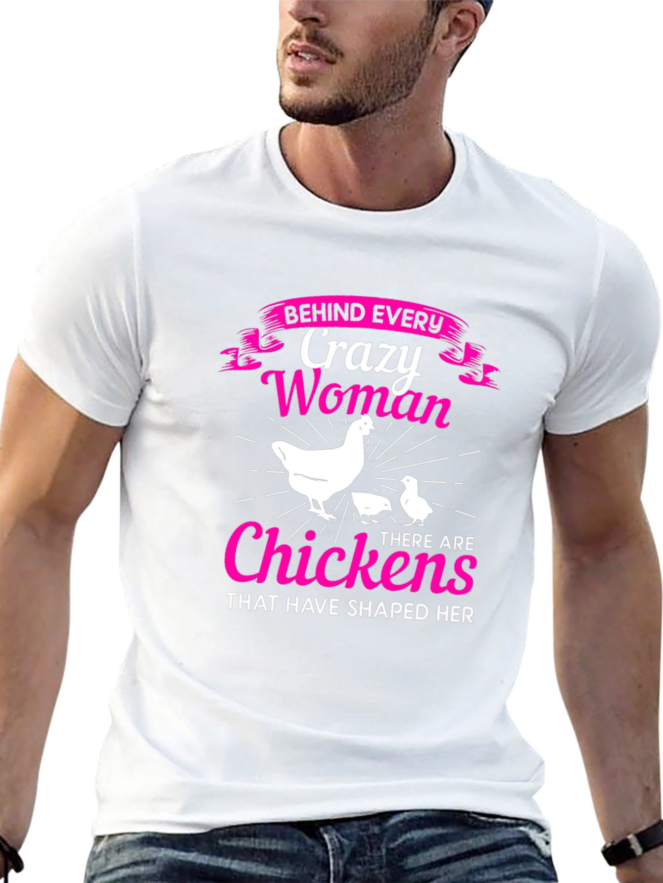 Crazy Woman & Chickens Graphic T-Shirt