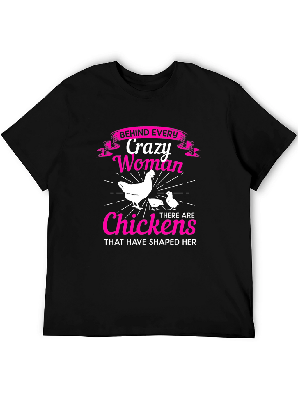 Crazy Woman & Chickens Graphic T-Shirt
