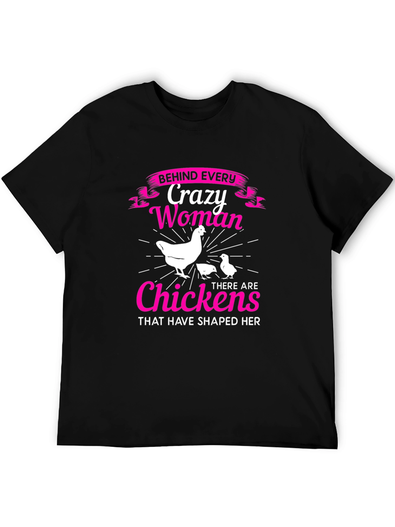 Crazy Woman & Chickens Graphic T-Shirt