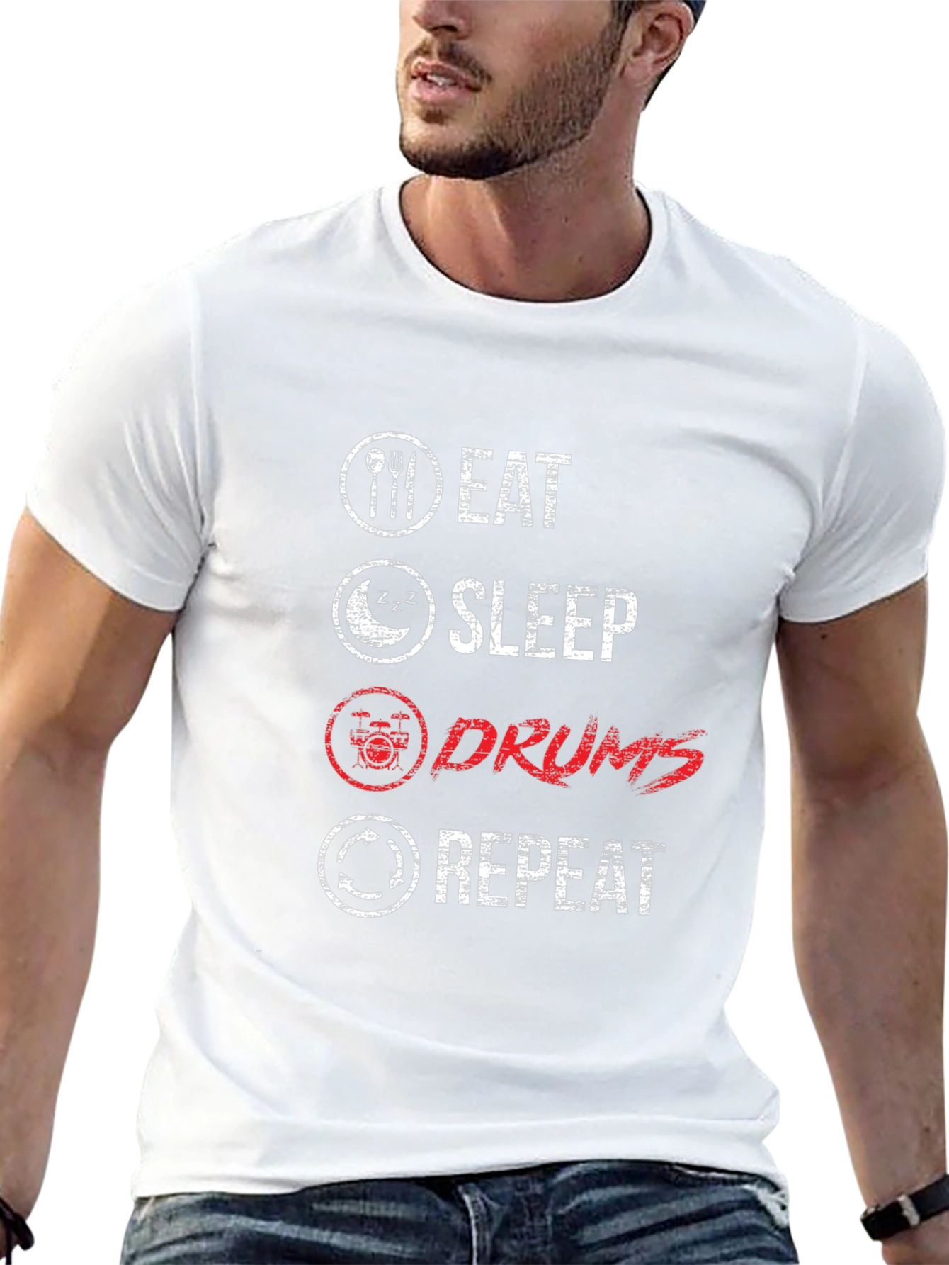 Eat Sleep Drums Repeat Graphic T-Shirt