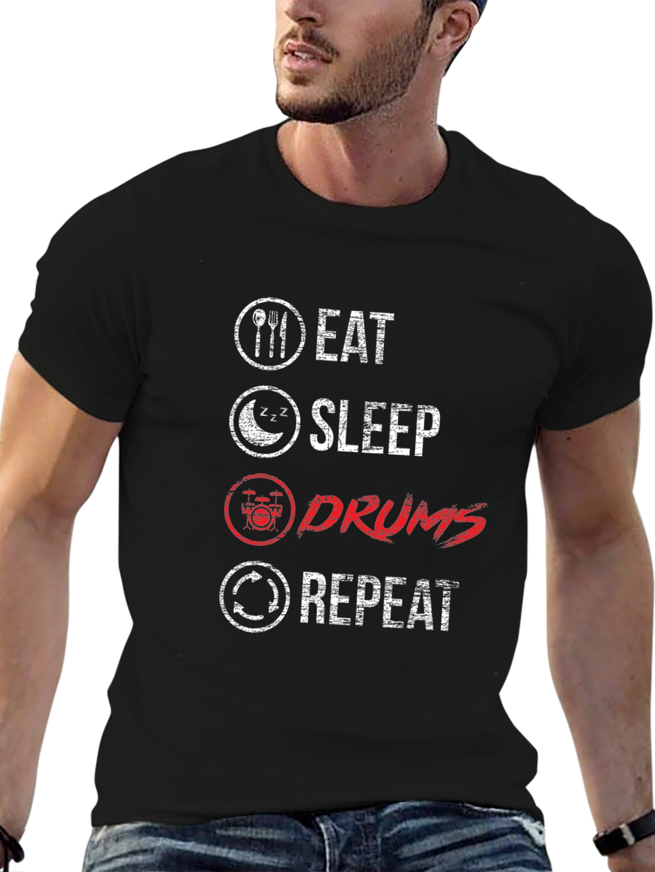 Eat Sleep Drums Repeat Graphic T-Shirt