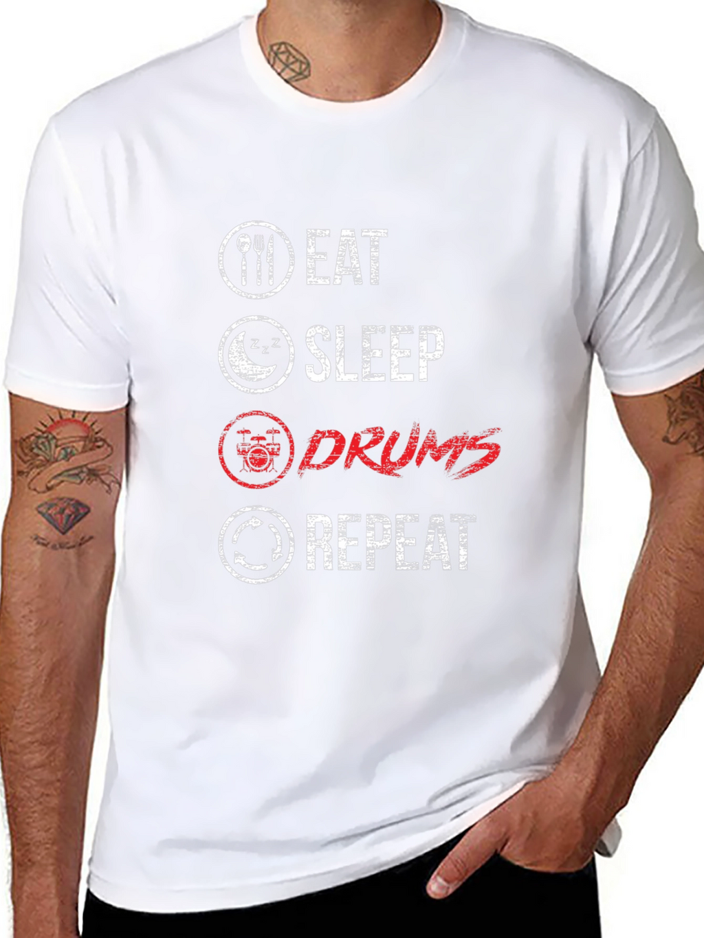 Eat Sleep Drums Repeat Graphic T-Shirt