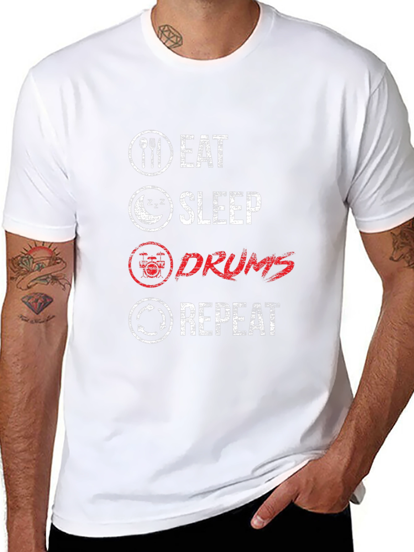 Eat Sleep Drums Repeat Graphic T-Shirt