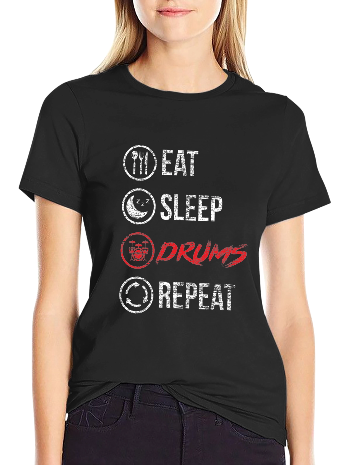 Eat Sleep Drums Repeat Graphic T-Shirt