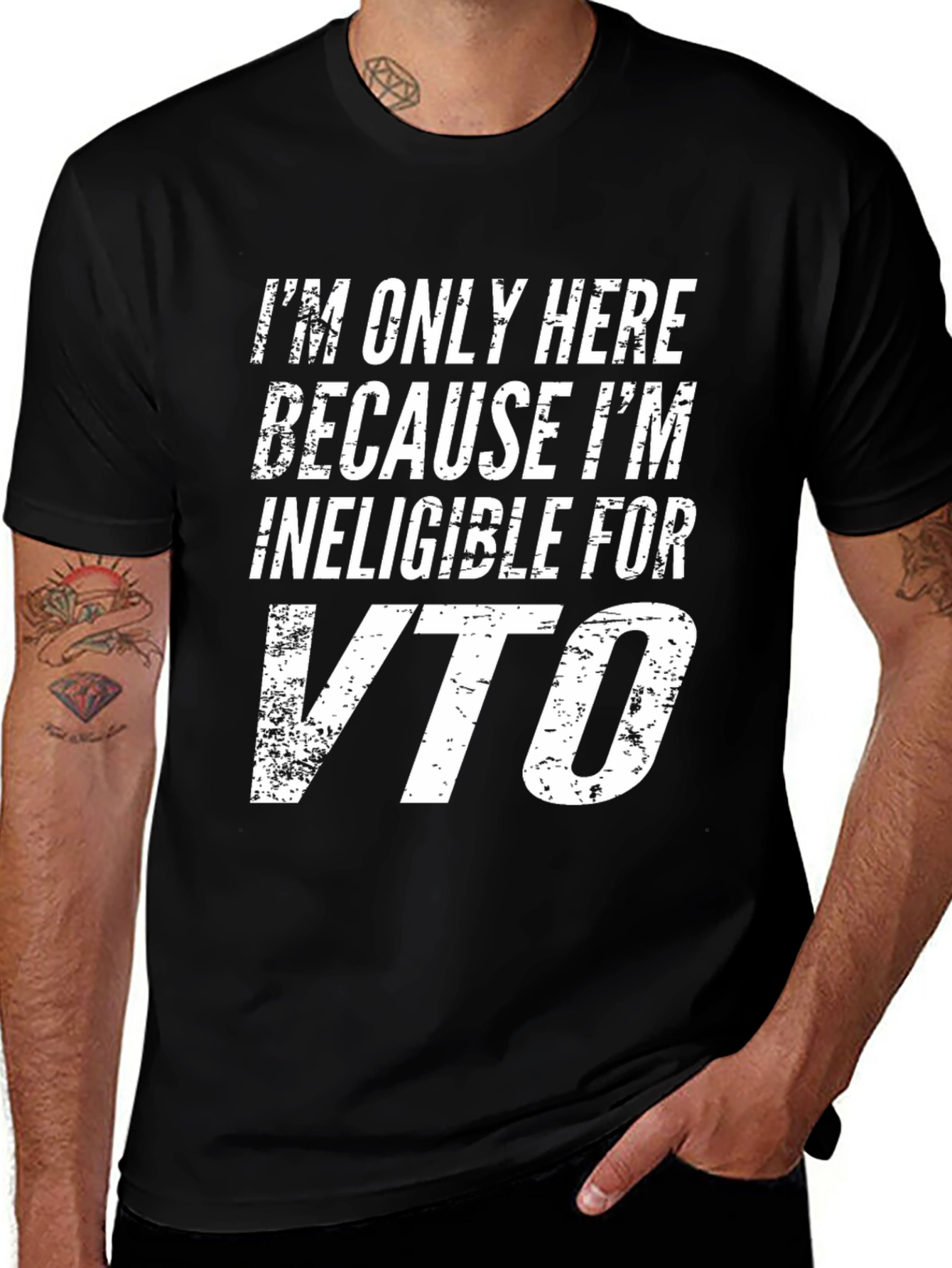 Ineligible For VTO Black Graphic T-Shirt