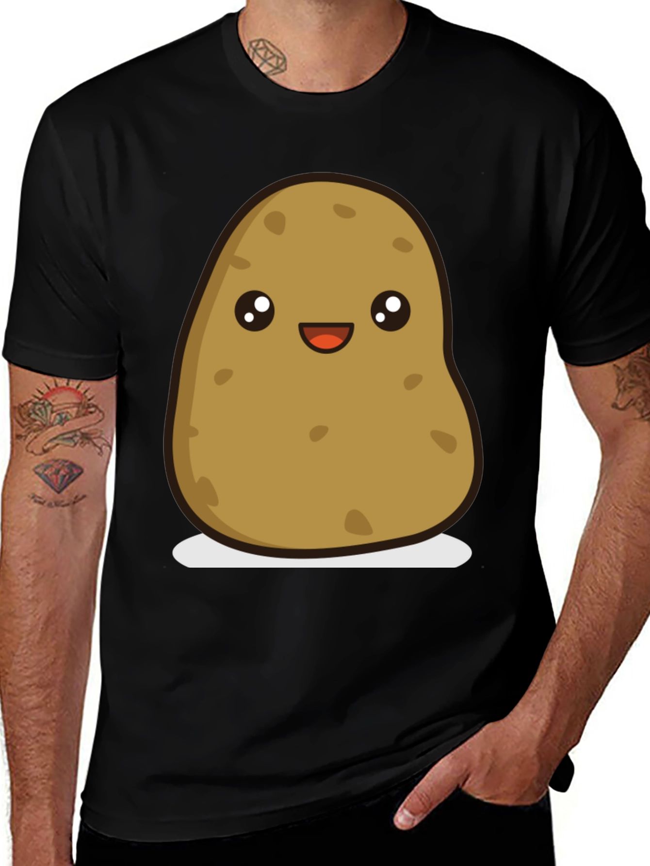 Cute Potato Graphic Tee - Unisex Black T-Shirt