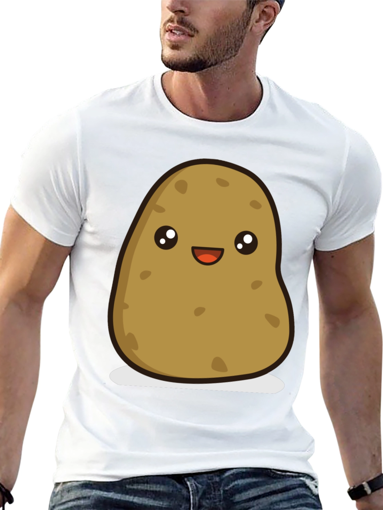 Cute Potato Graphic Tee - Unisex Black T-Shirt