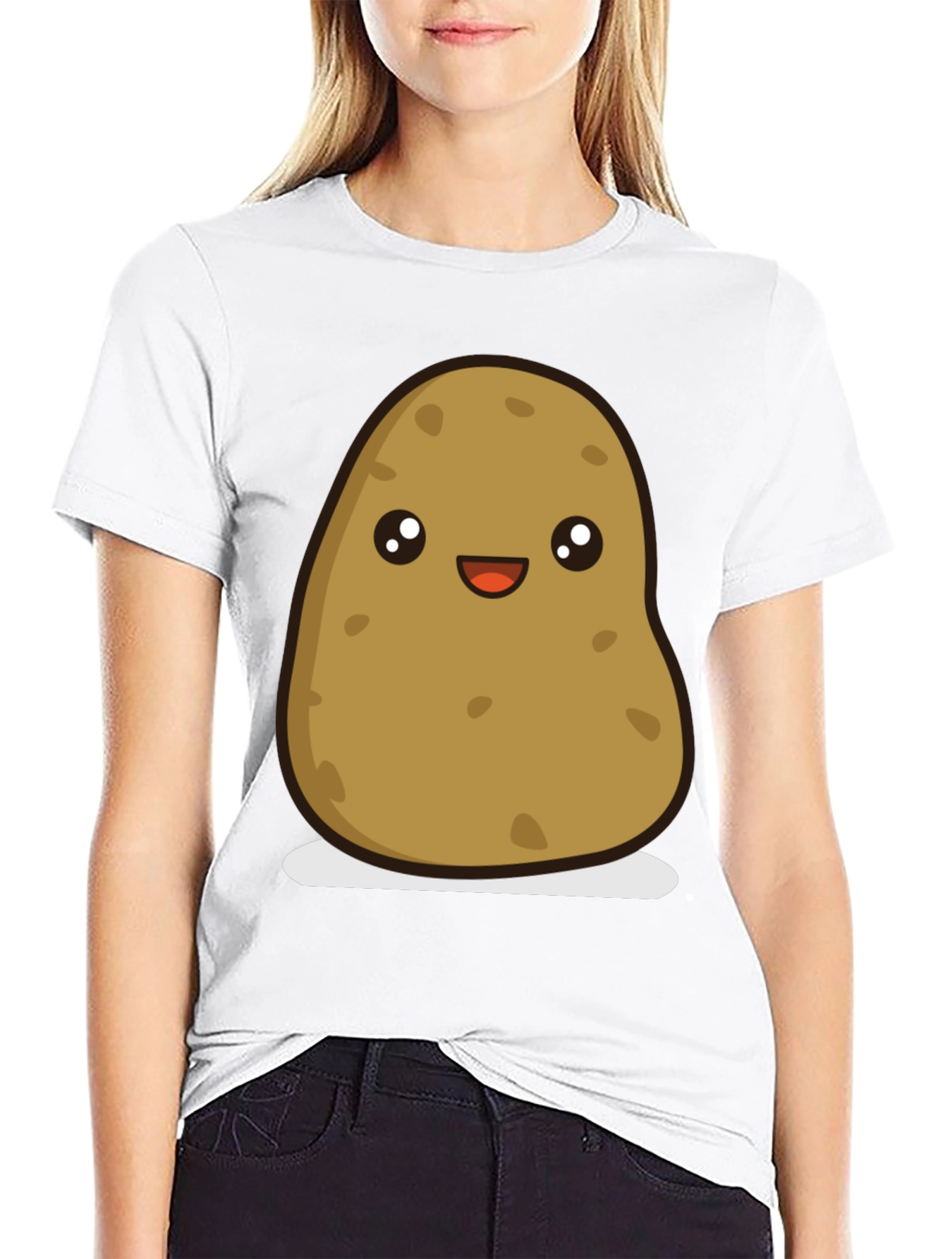 Cute Potato Graphic Tee - Unisex Black T-Shirt