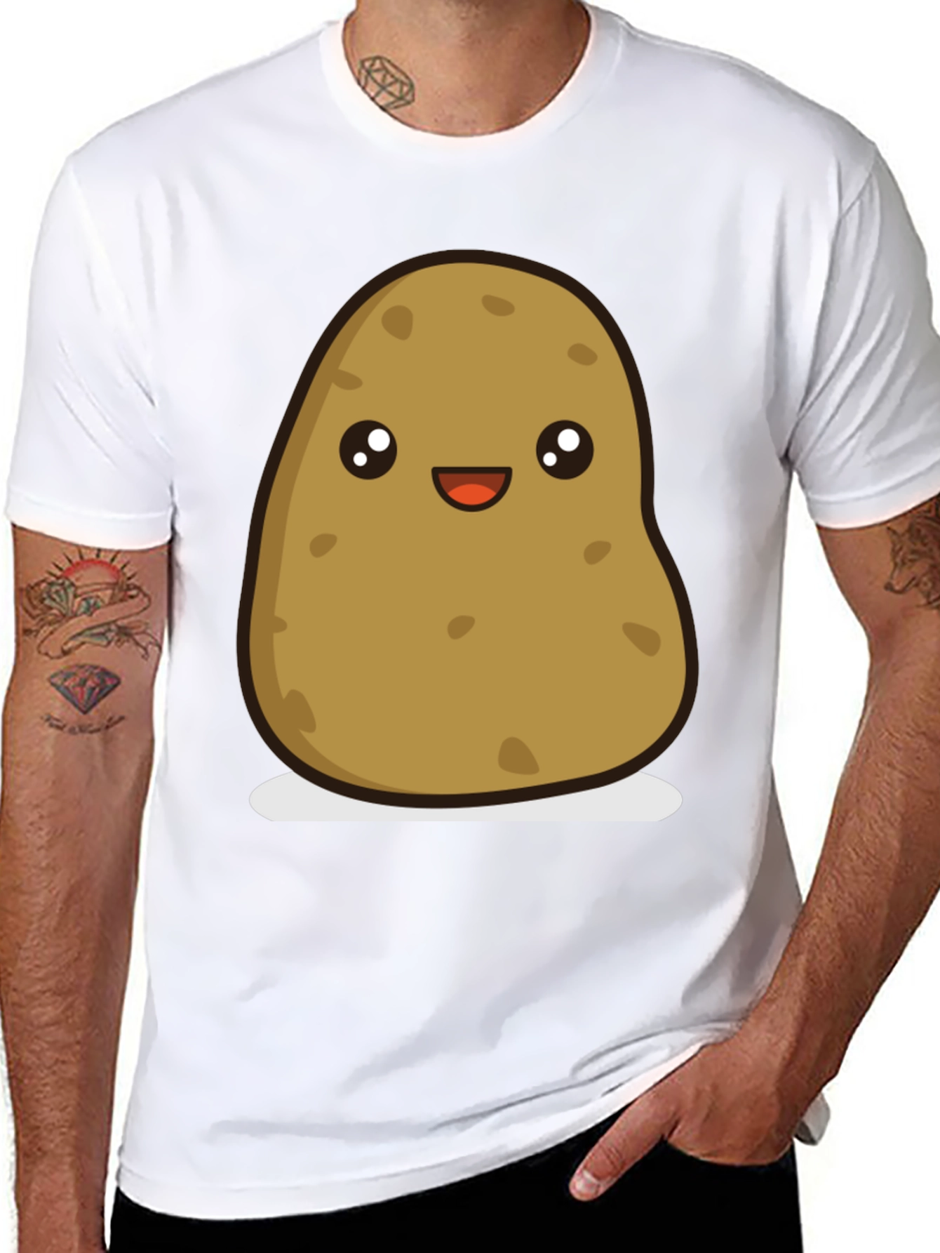 Cute Potato Graphic Tee - Unisex Black T-Shirt