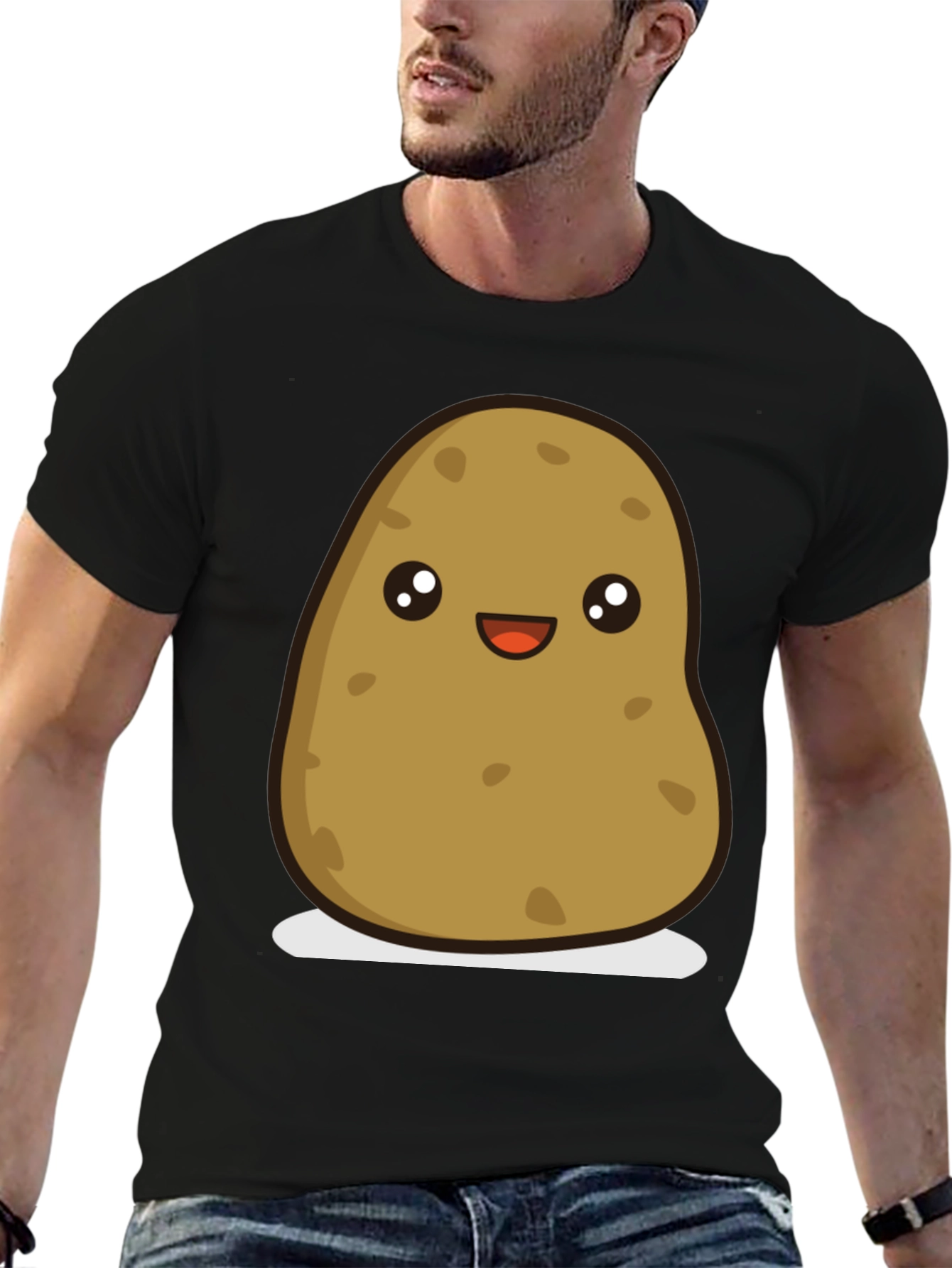 Cute Potato Graphic Tee - Unisex Black T-Shirt