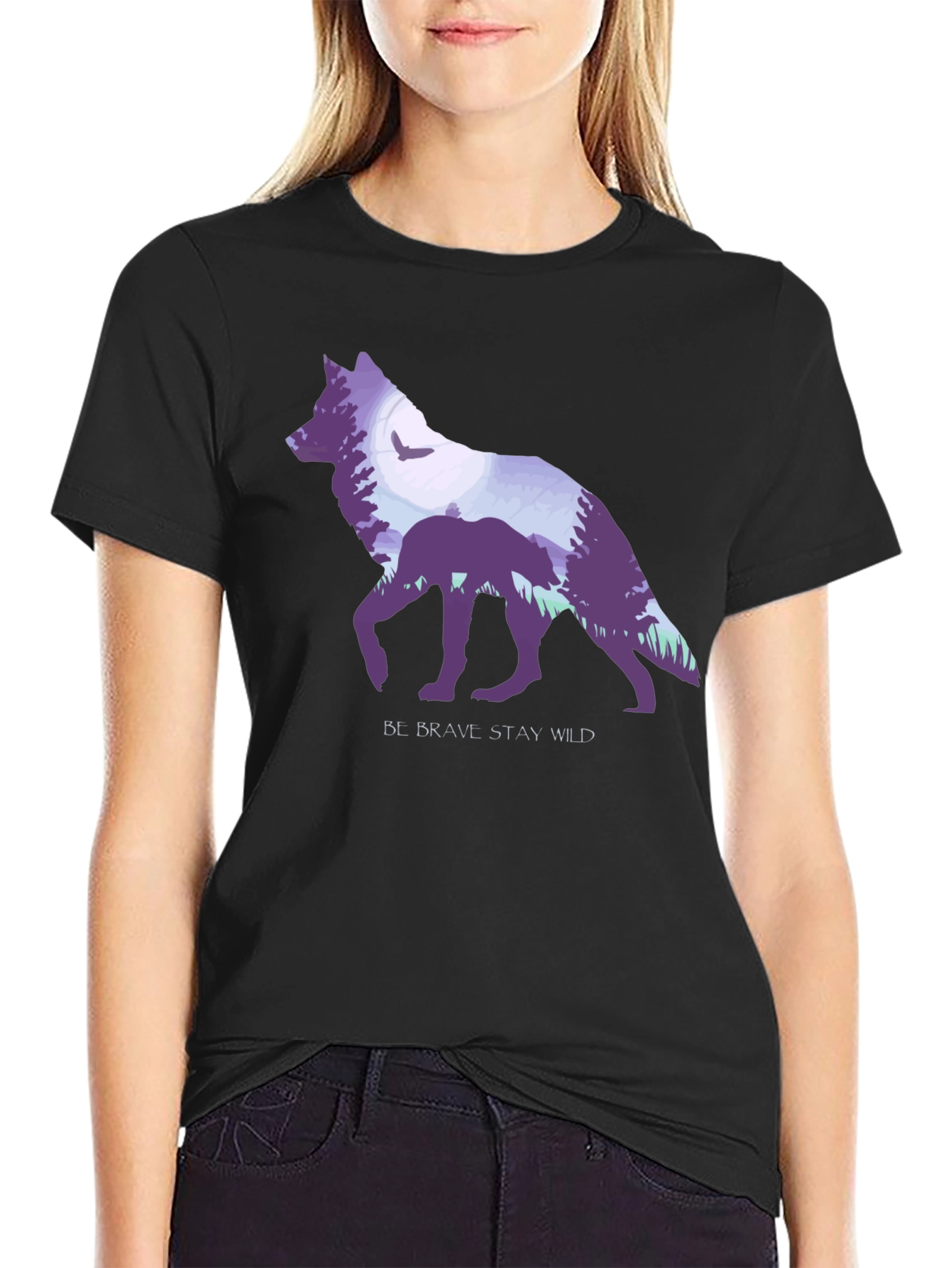 Be Brave Wolf Graphic T-Shirt