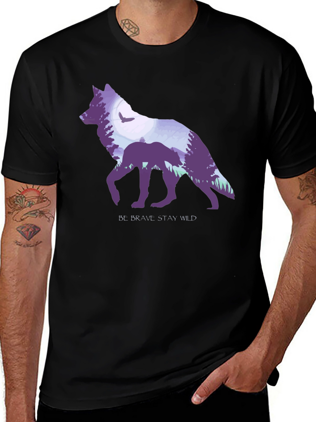 Be Brave Wolf Graphic T-Shirt