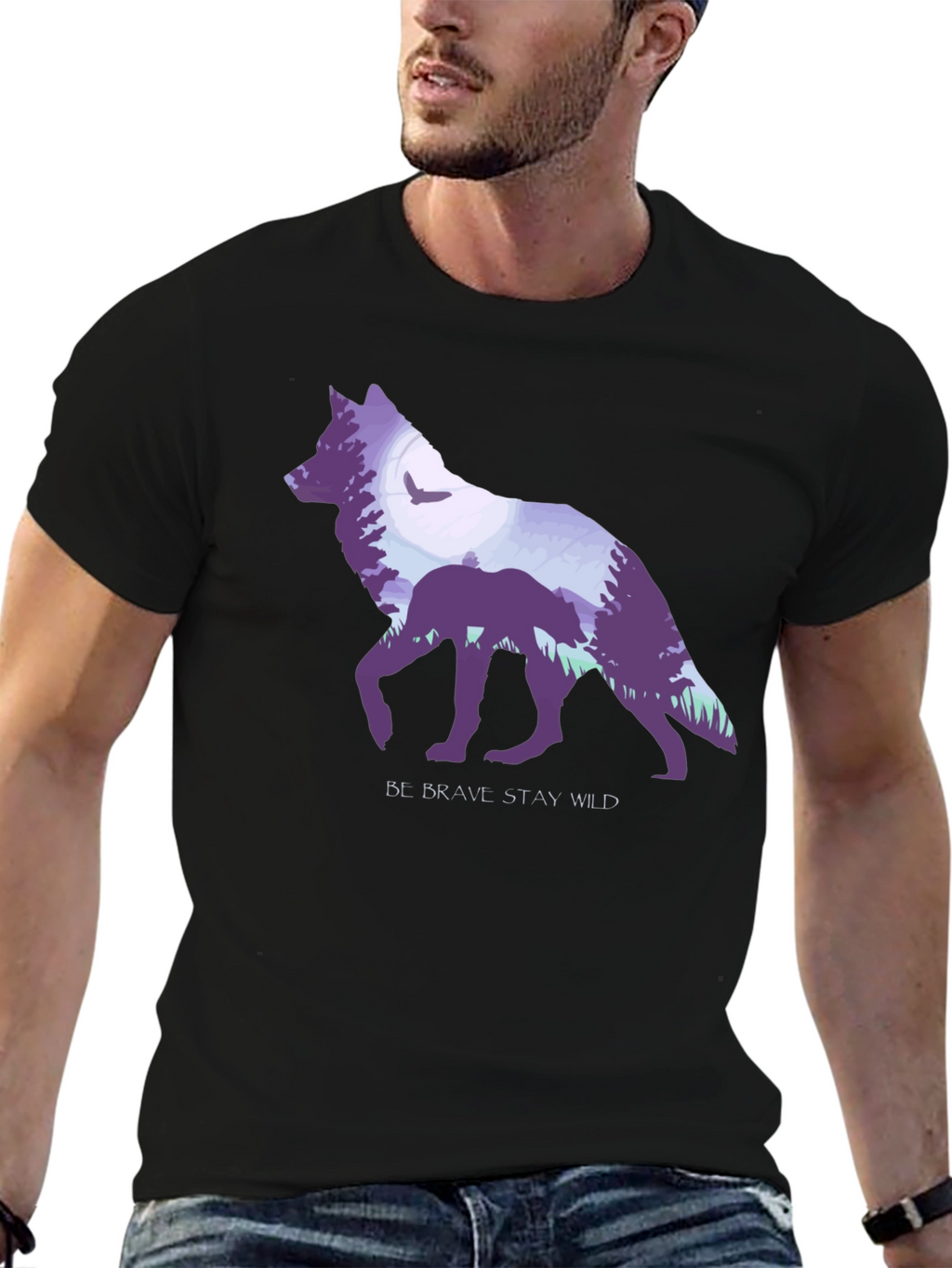 Be Brave Wolf Graphic T-Shirt