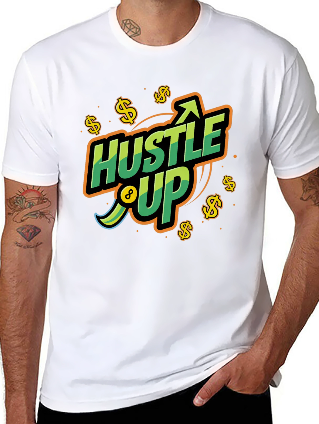 Hustle Up Graphic Tee - Black Cotton Blend