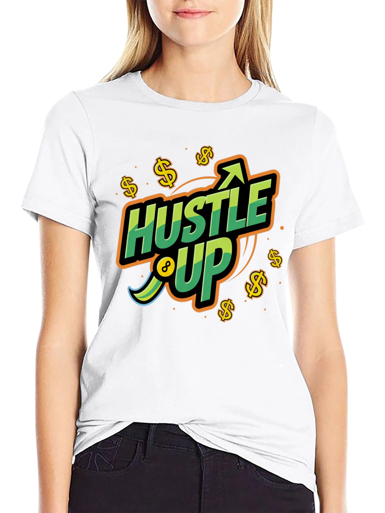 Hustle Up Graphic Tee - Black Cotton Blend