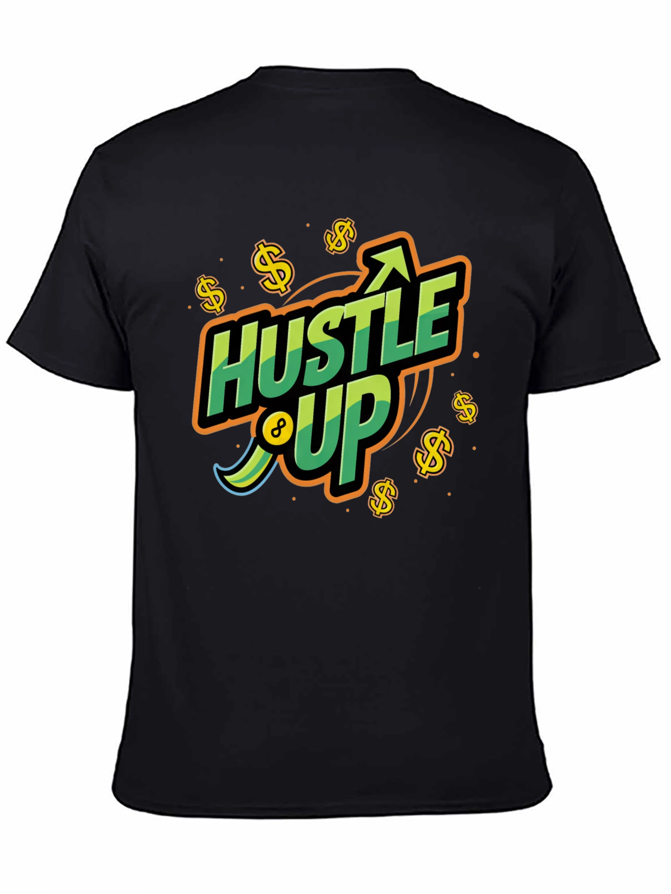 Hustle Up Graphic Tee - Black Cotton Blend