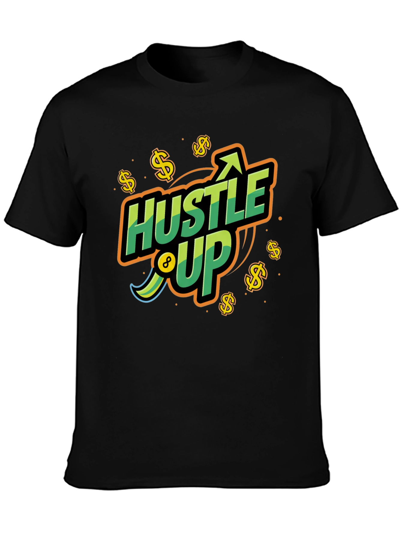 Hustle Up Graphic Tee - Black Cotton Blend