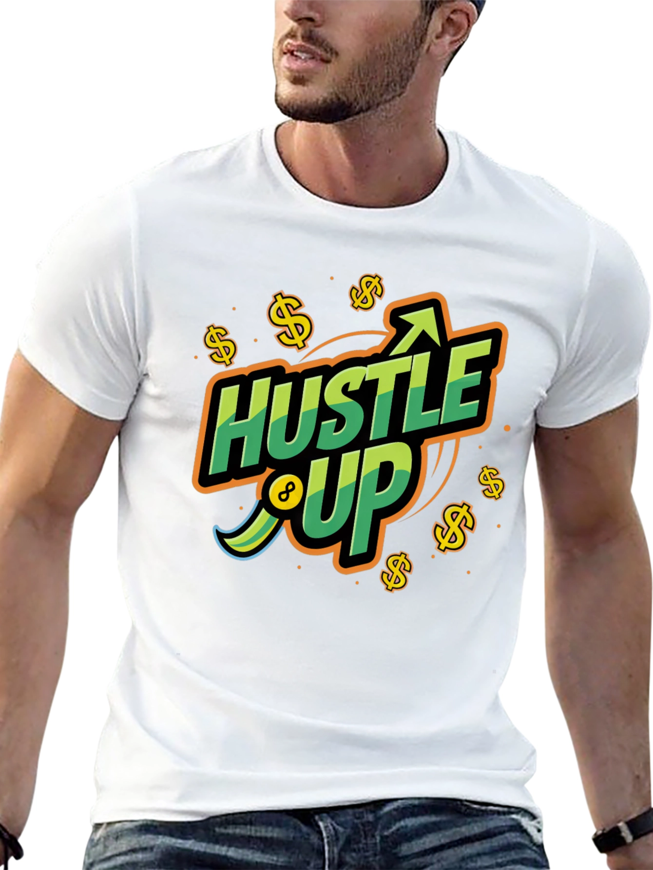 Hustle Up Graphic Tee - Black Cotton Blend