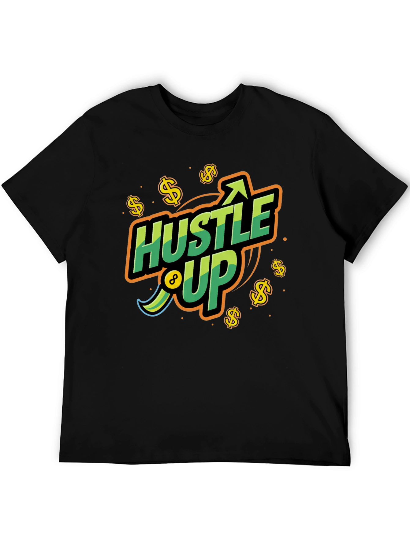 Hustle Up Graphic Tee - Black Cotton Blend