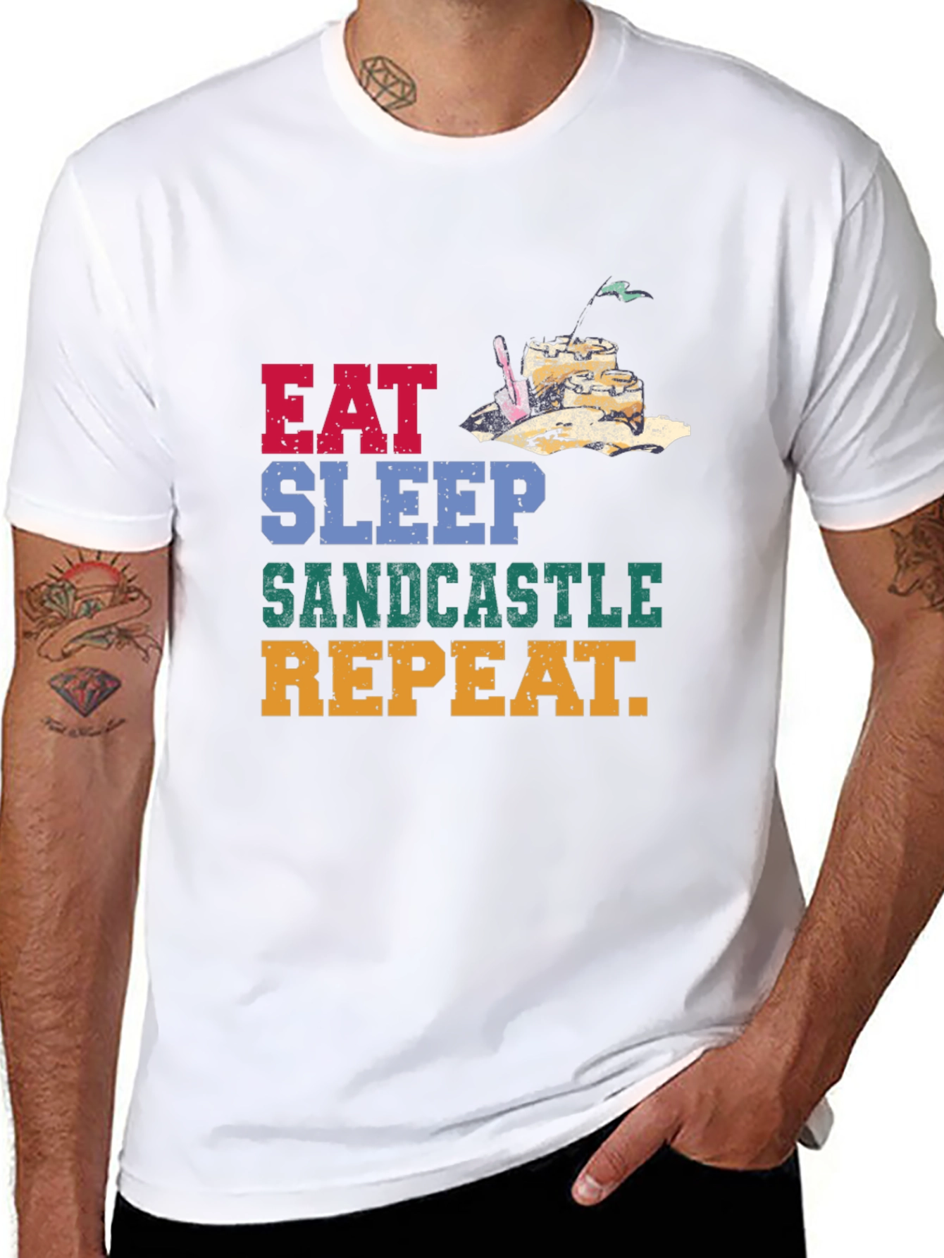 Eat Sleep Sandcastle Repeat Graphic Tee