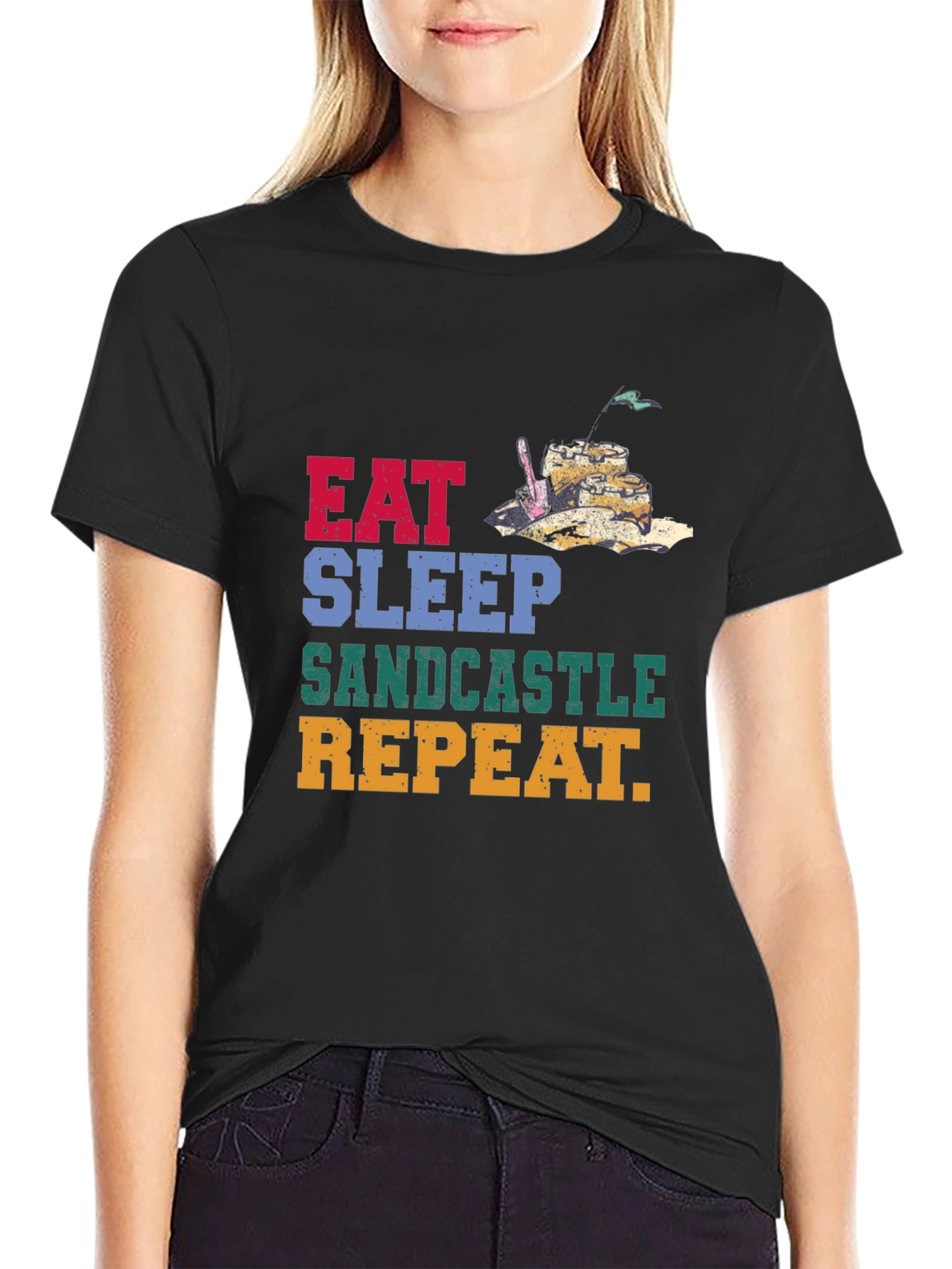 Eat Sleep Sandcastle Repeat Graphic Tee