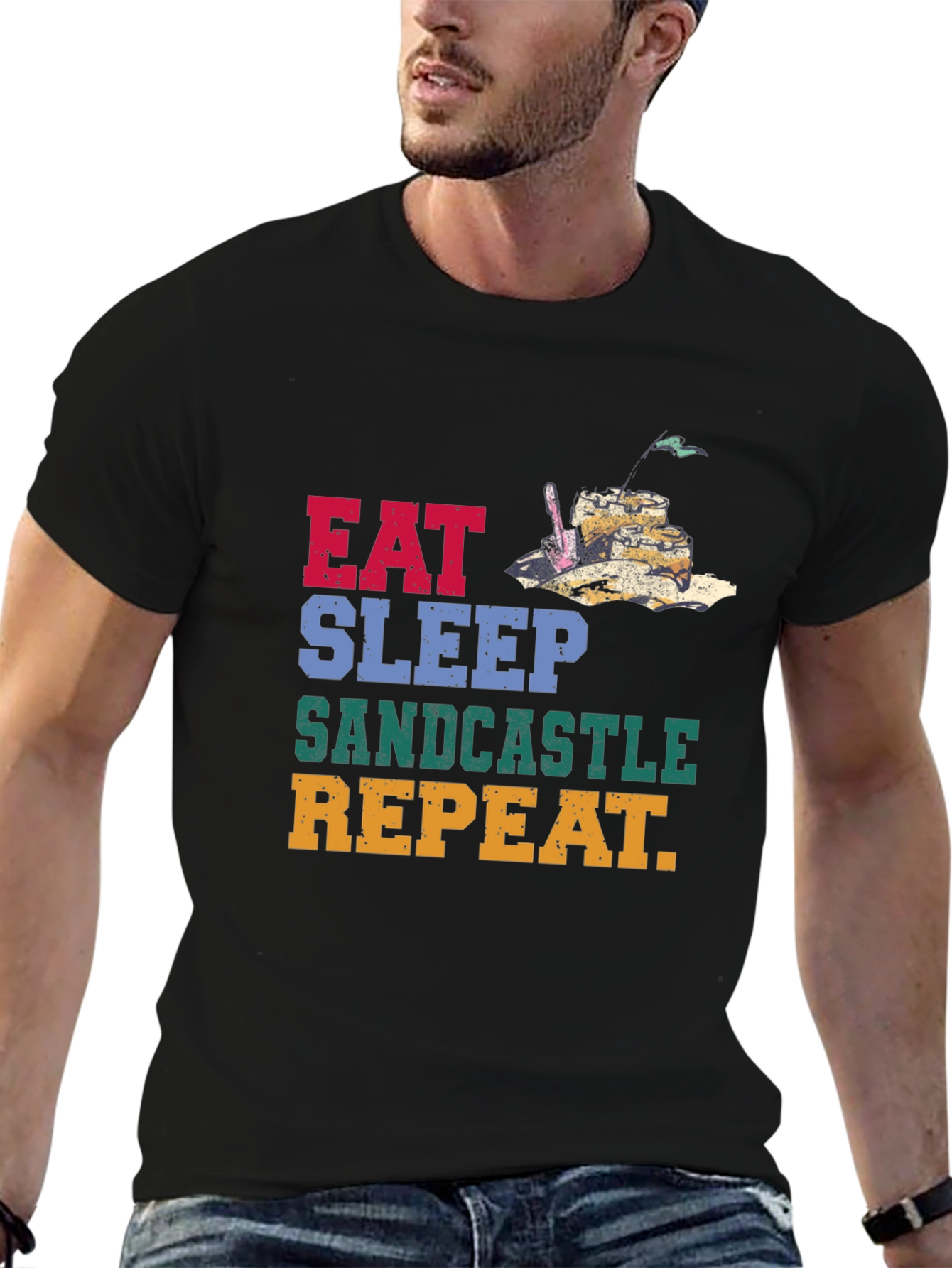 Eat Sleep Sandcastle Repeat Graphic Tee