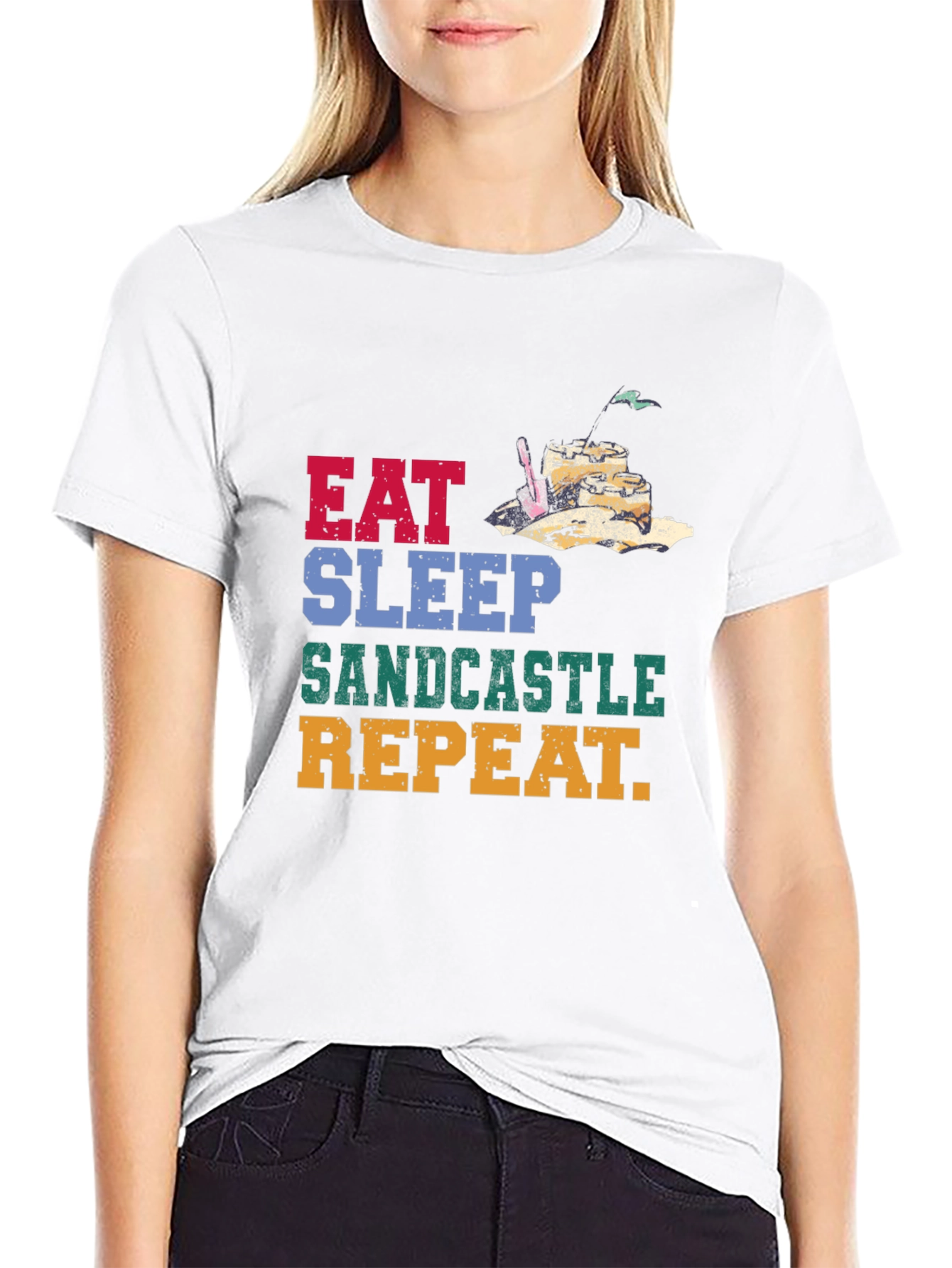 Eat Sleep Sandcastle Repeat Graphic Tee
