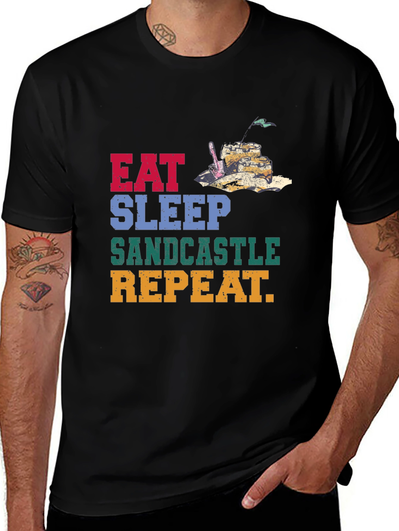 Eat Sleep Sandcastle Repeat Graphic Tee