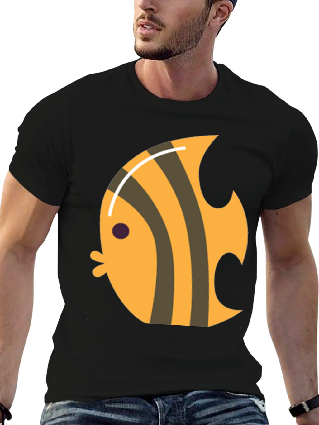 Angelfish Graphic Tee - Black Cotton T-Shirt