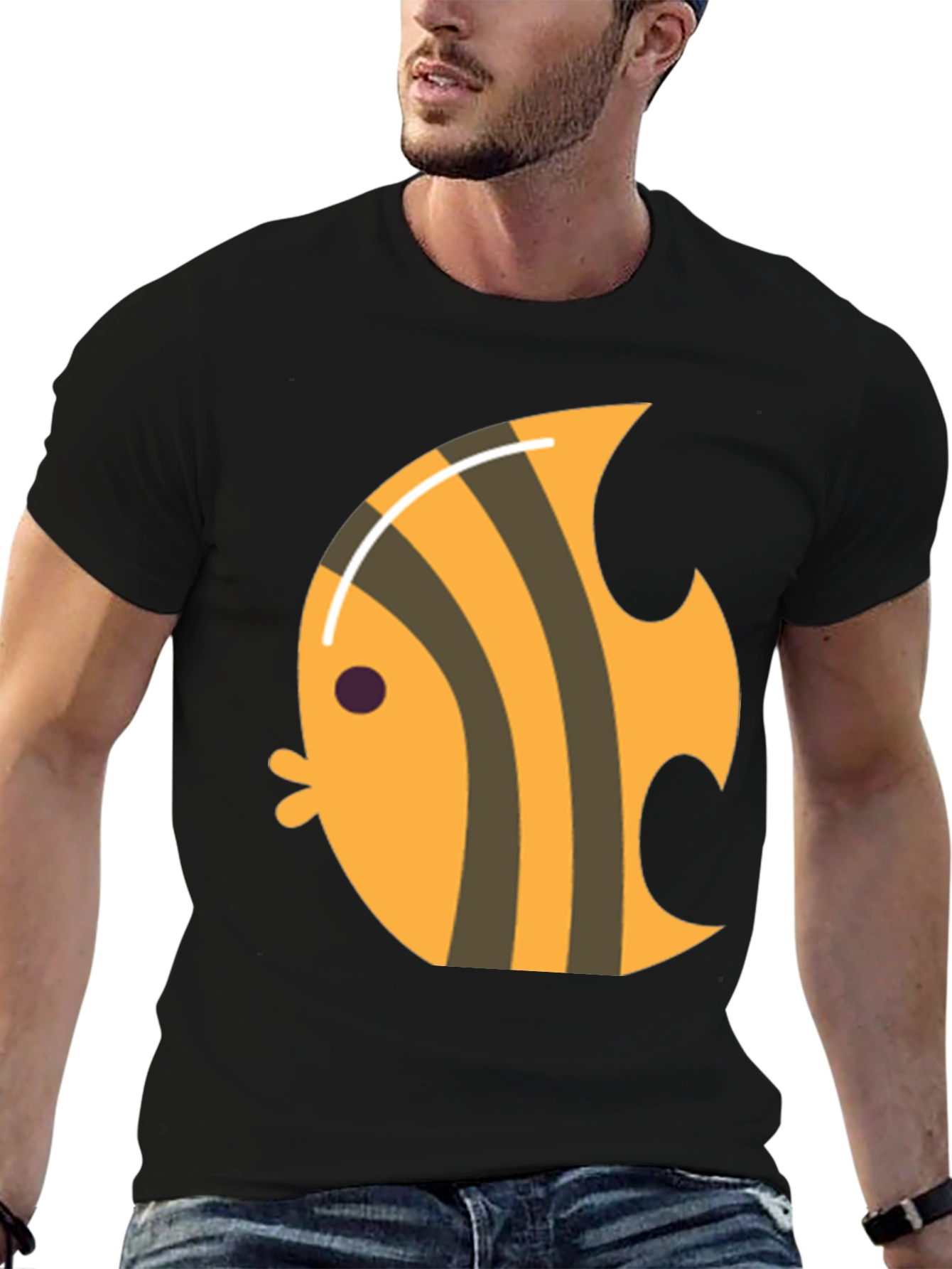Angelfish Graphic Tee - Black Cotton T-Shirt