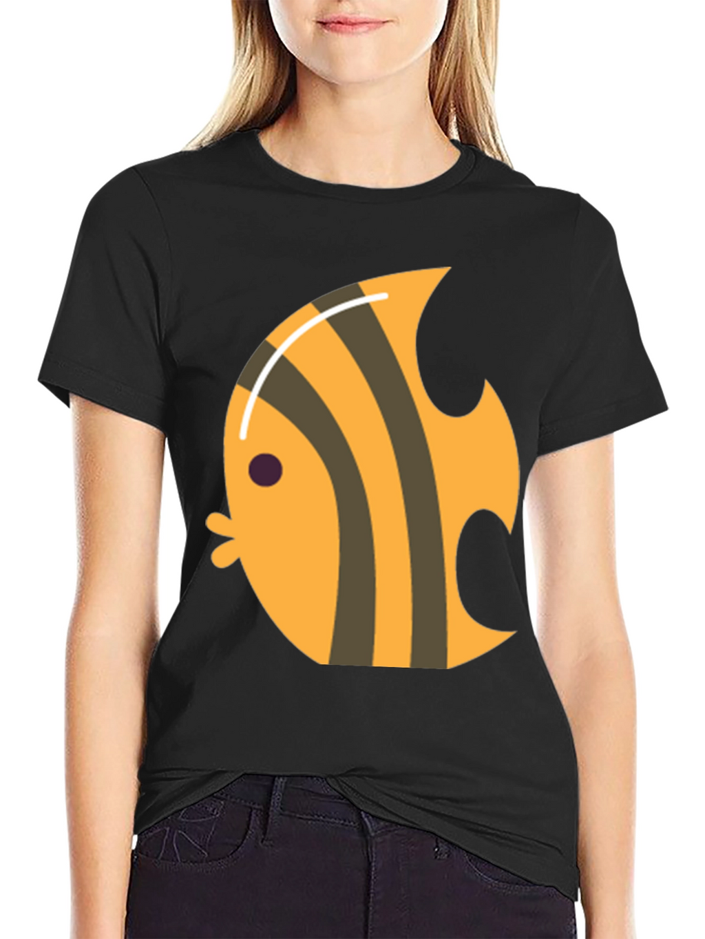 Angelfish Graphic Tee - Black Cotton T-Shirt