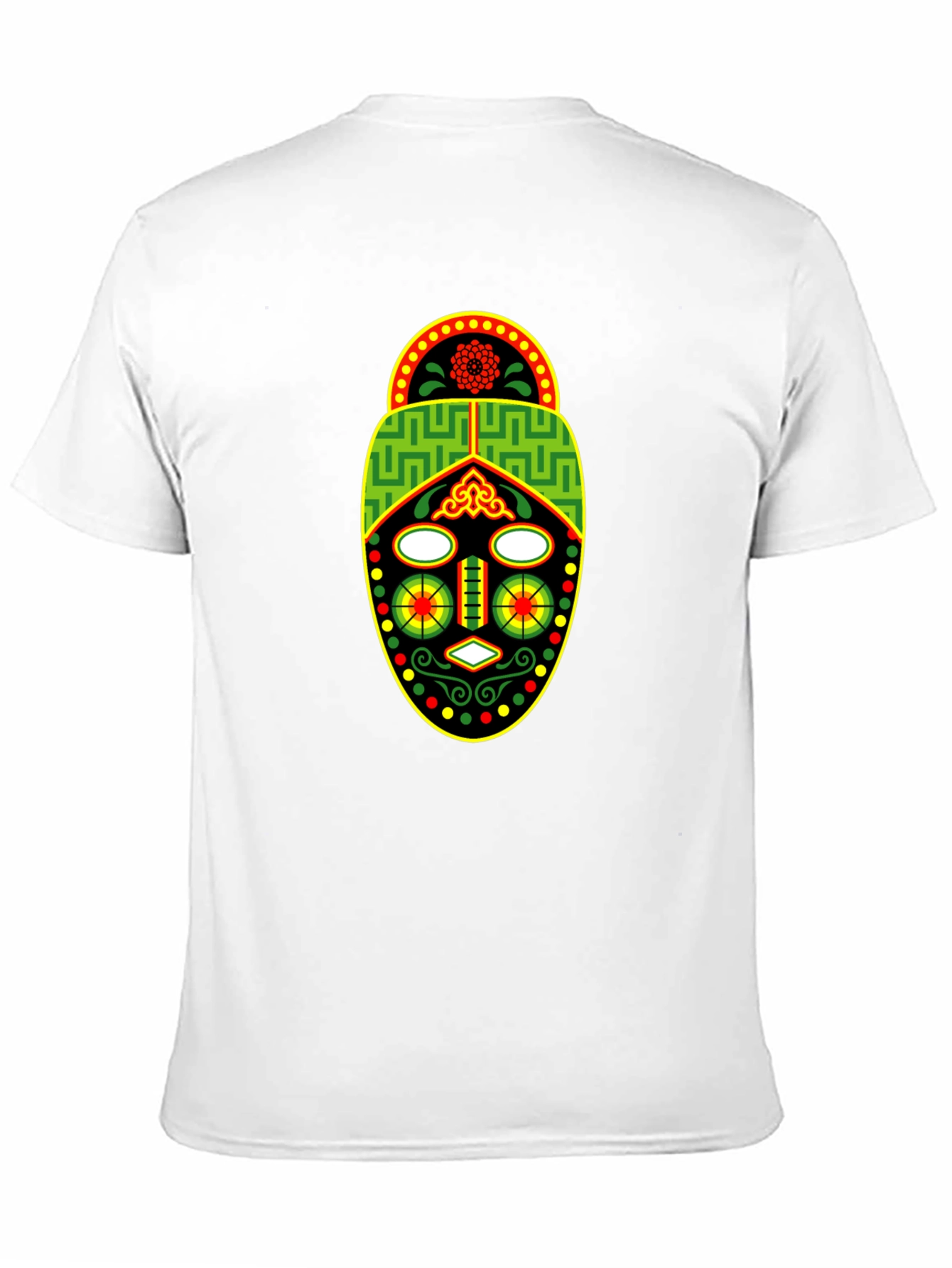 African Mask Graphic Tee - Black Crew Neck T-Shirt