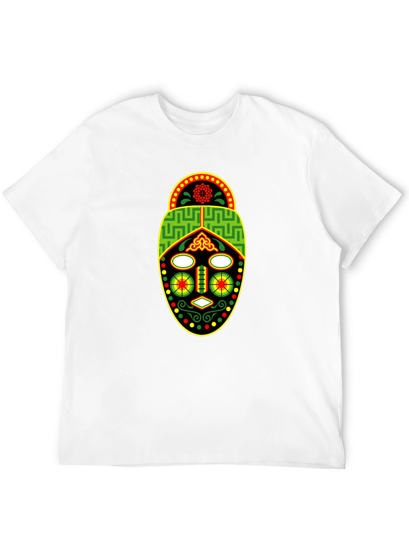 African Mask Graphic Tee - Black Crew Neck T-Shirt