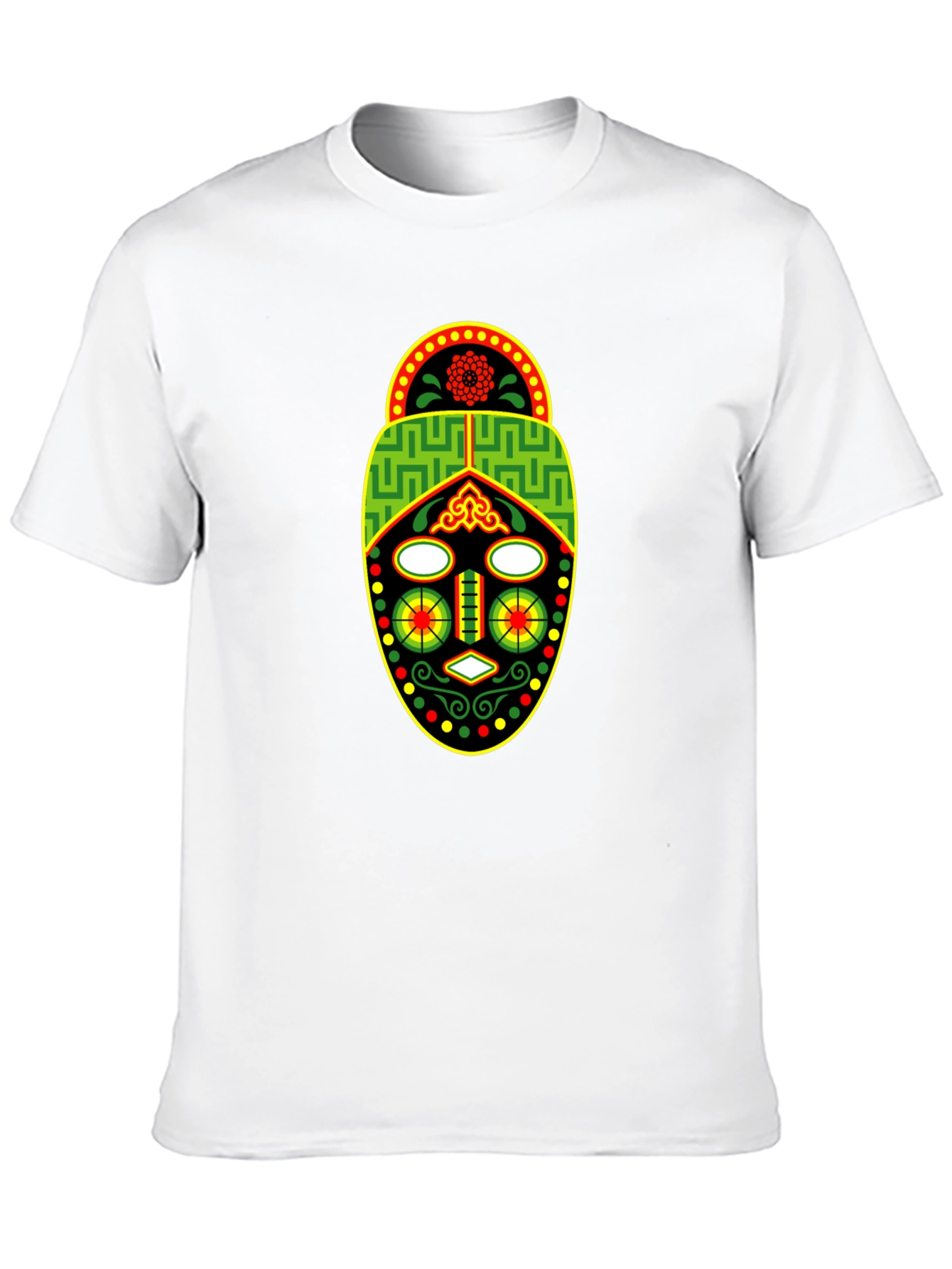 African Mask Graphic Tee - Black Crew Neck T-Shirt